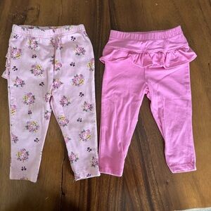 Garanimals Set of 2 Pink Floral and Ruffle Leggings Size 12M
